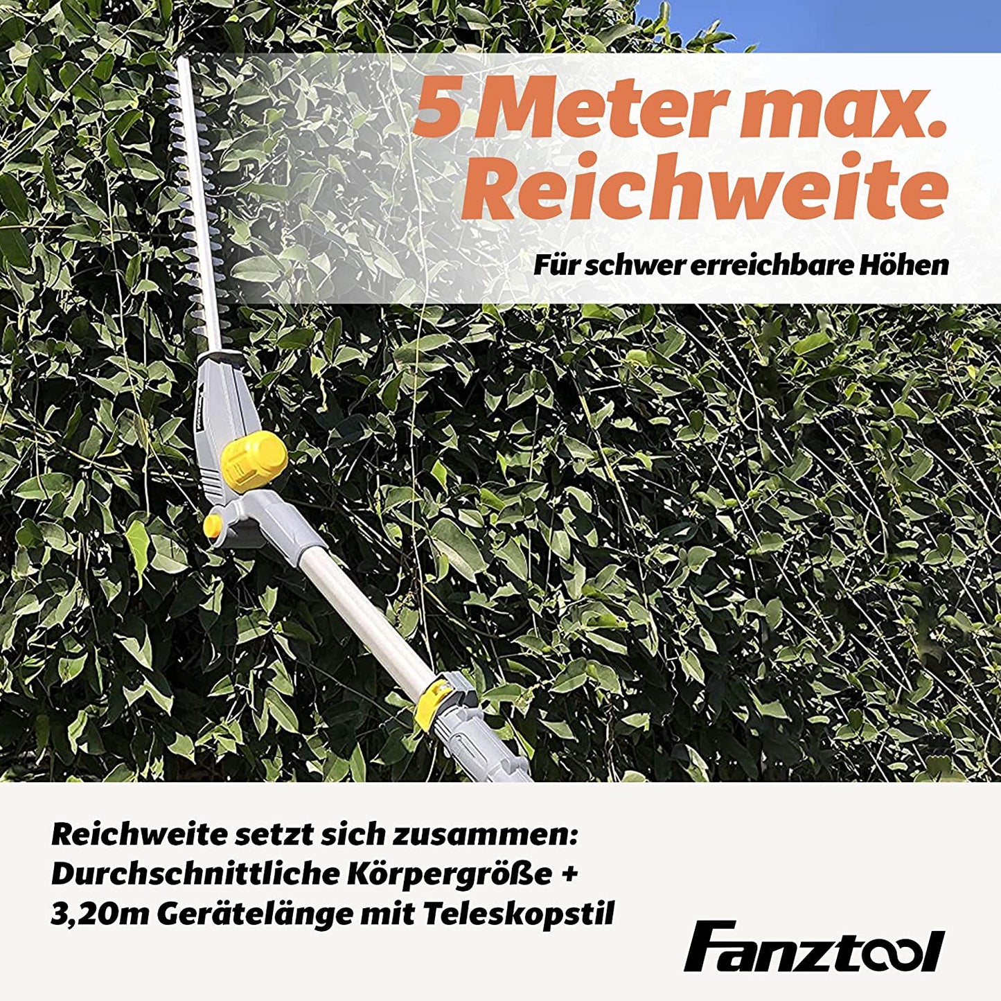 FANZTOOL telescopic hedge trimmer telescopic handle (WITHOUT battery &amp; charger)