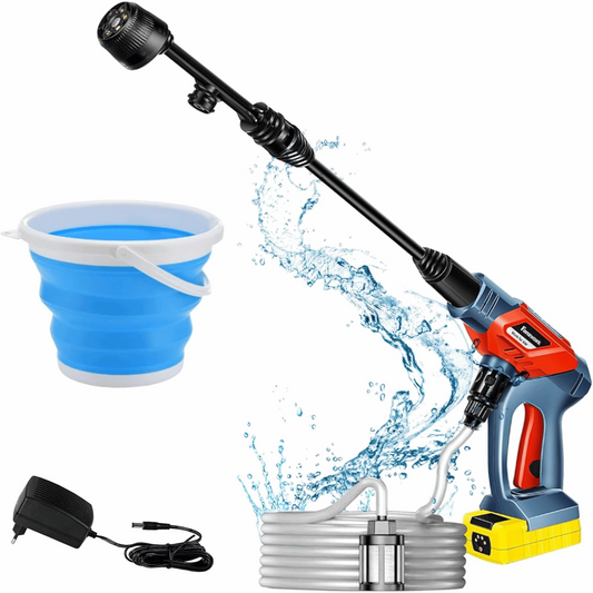 Gebraucht - FANZTOOL Akku Hochdruckreiniger 20V mit 5-in-1-Multifunktionsdüse, 24 Bar Druck, Fördermenge 150 l/h, inkl. 6 m Schlauch mit Filter und 5 Liter Eimer