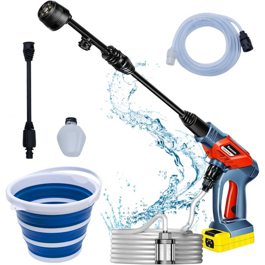 033 FANZTOOL Cordless High Pressure Cleaner 20V with 5-in-1 Multifunctional Nozzle, 24 Bar Pressure