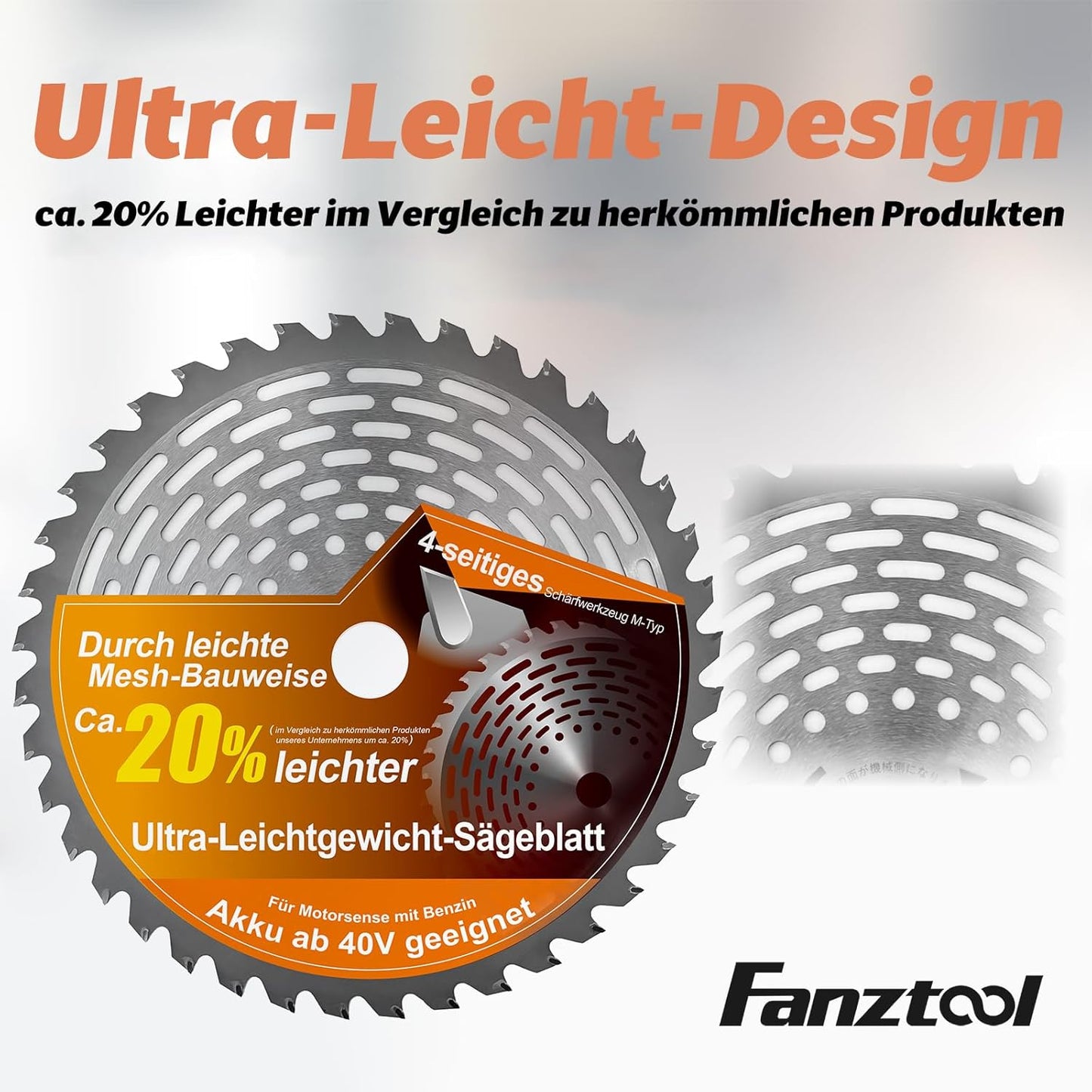 FANZTOOL 23 cm Kreissägeblatt-Set mit Zahnschutz für Freischneider – Ersatzmesser für Akku- und Benzin-Rasentrimmer sowie Freischneider