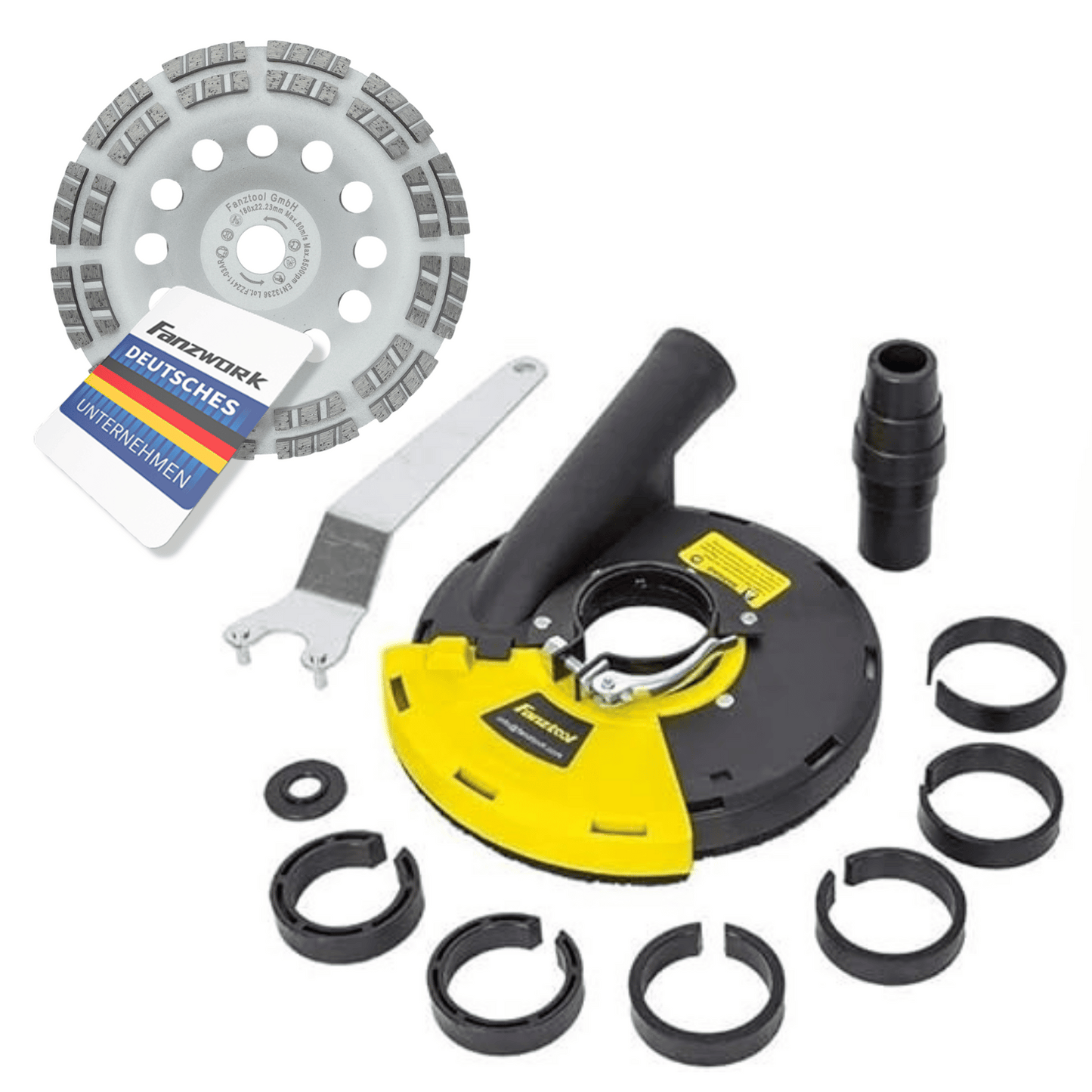 #4 FANZTOOL Diamantschleiftopf 180 mm + Absaughaube für Winkelschleifer Betonschleifer