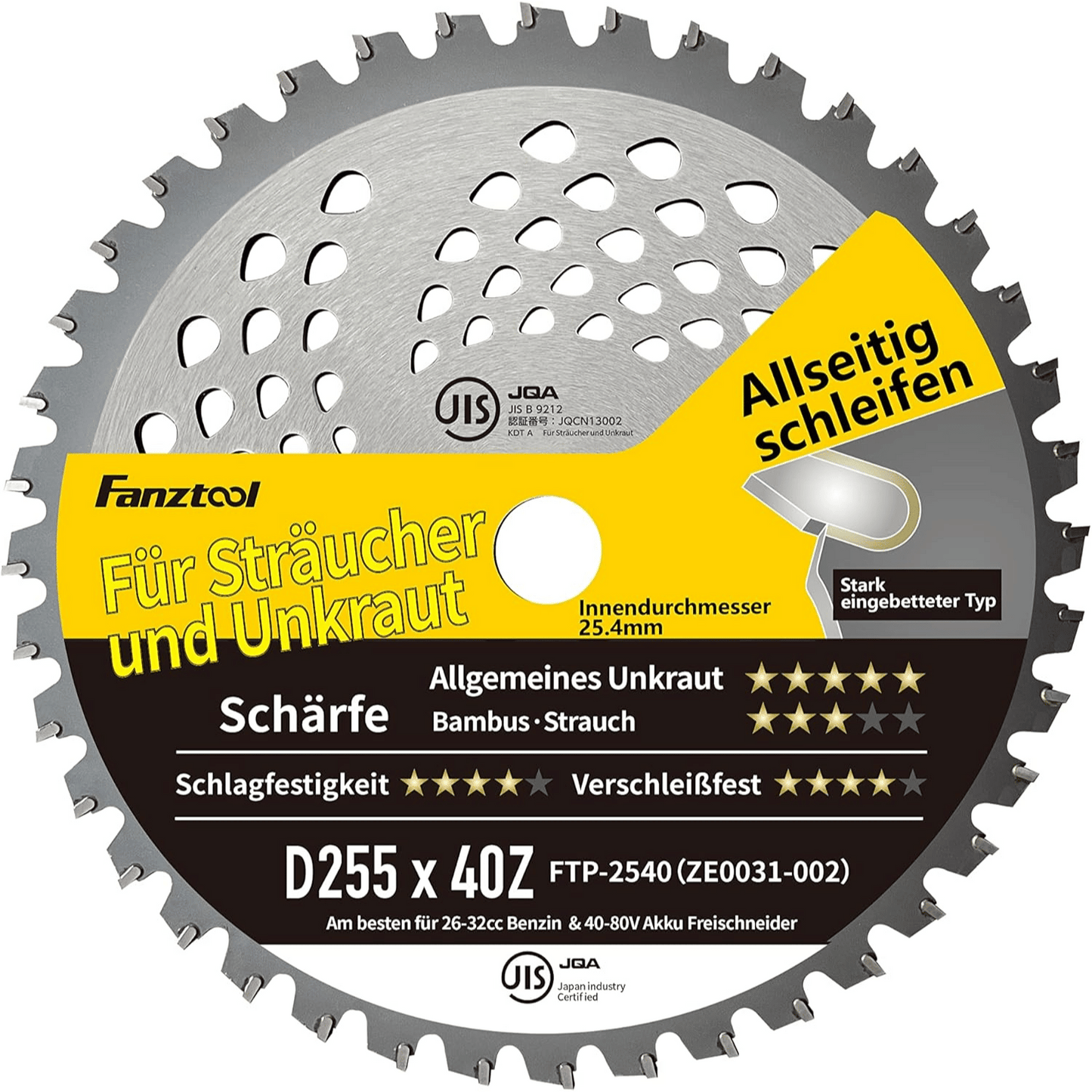 FANZTOOL Kreissägeblatt Freischneider Klinge 255D x 40Z mit Zahnschutz - Fanztool