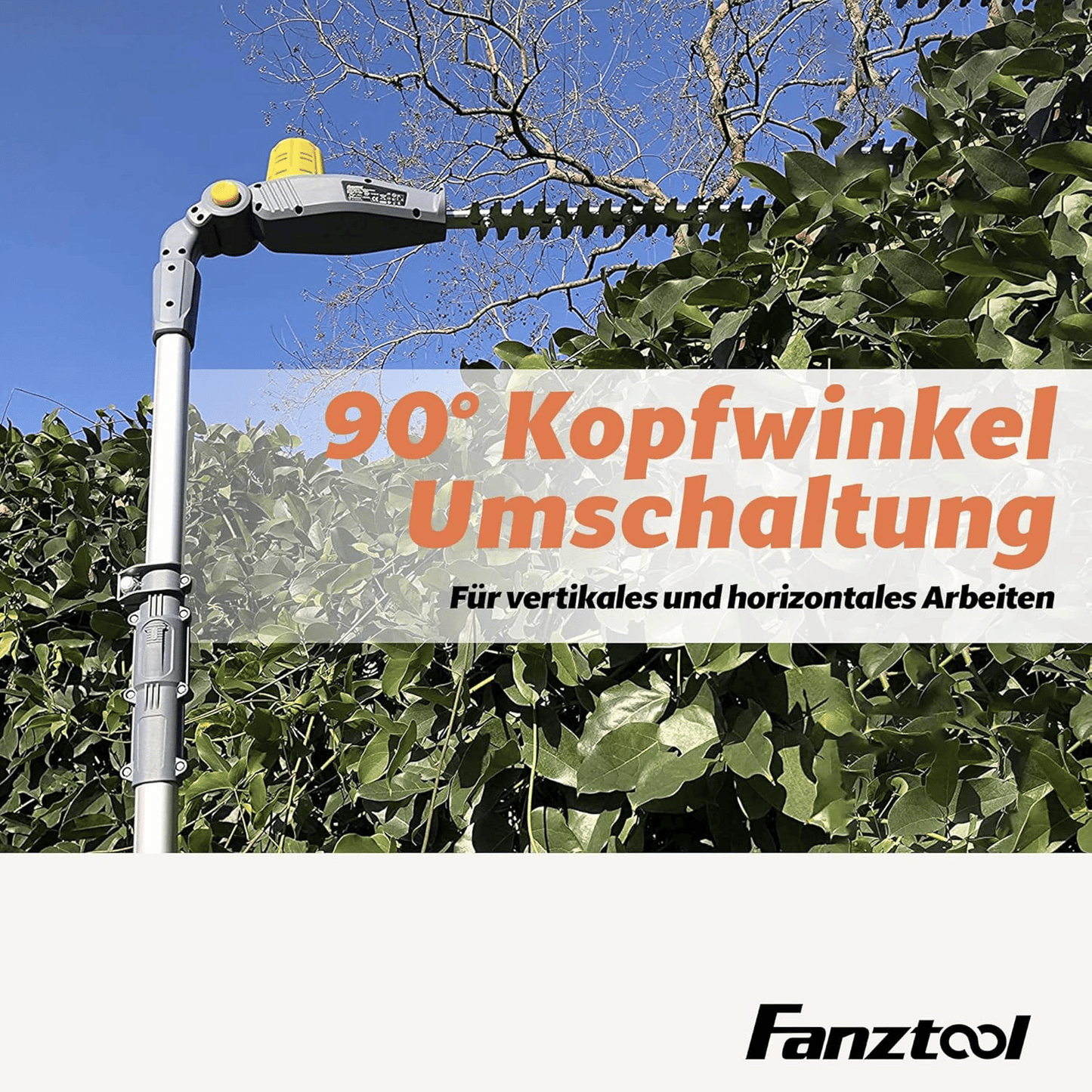 Neuwertig - FANZTOOL 20V Li-Ion Akku 2-in-1 Hochentaster/teleskop Heckenschere mit 2Ah Akku & Ladegerät, Reichweite bis 5 m, 17 cm Schnittstärke, leichtes Gewicht 3,5 Kg - Fanztool
