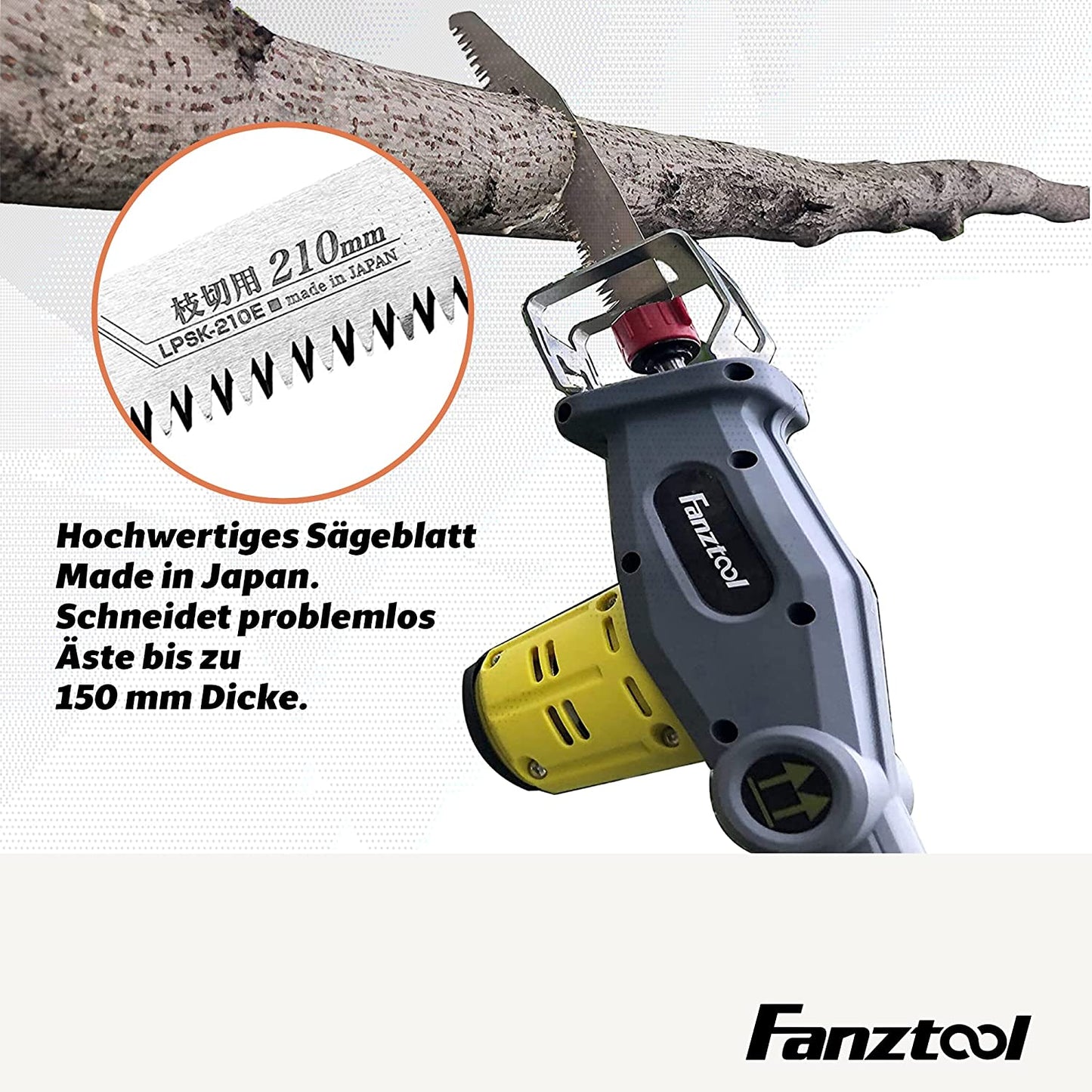 Gebraucht - FANZTOOL 20V Li-Ion Akku 2-in-1 Hochentaster/teleskop Heckenschere mit 2Ah Akku &amp; Ladegerät, Reichweite bis 5 m, 17 cm Schnittstärke, leichtes Gewicht 3,5 Kg - Fanztool
