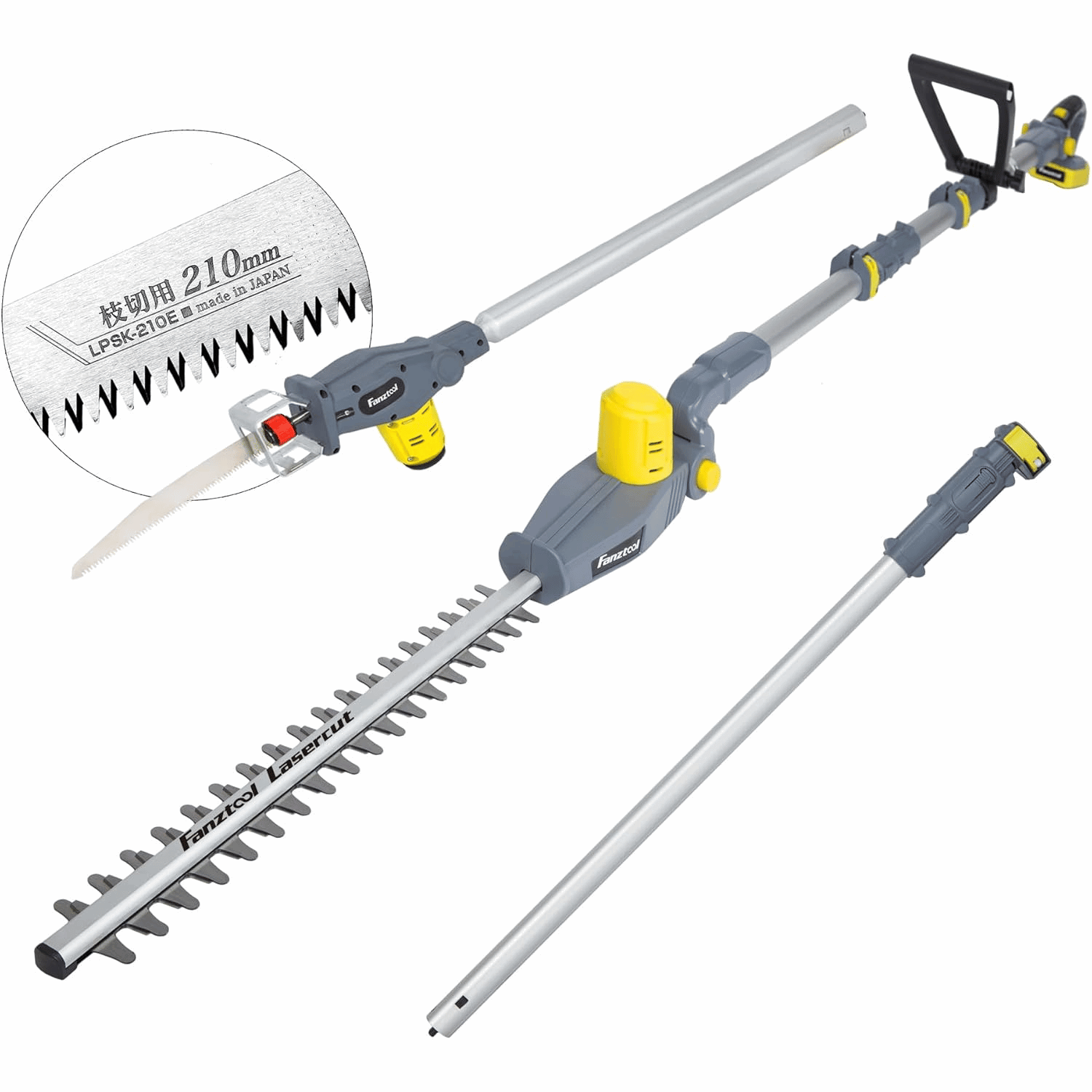 Neuwertig - FANZTOOL 20V Li-Ion Akku 2-in-1 Hochentaster/teleskop Heckenschere mit 2Ah Akku &amp; Ladegerät, Reichweite bis 5 m, 17 cm Schnittstärke, leichtes Gewicht 3,5 Kg