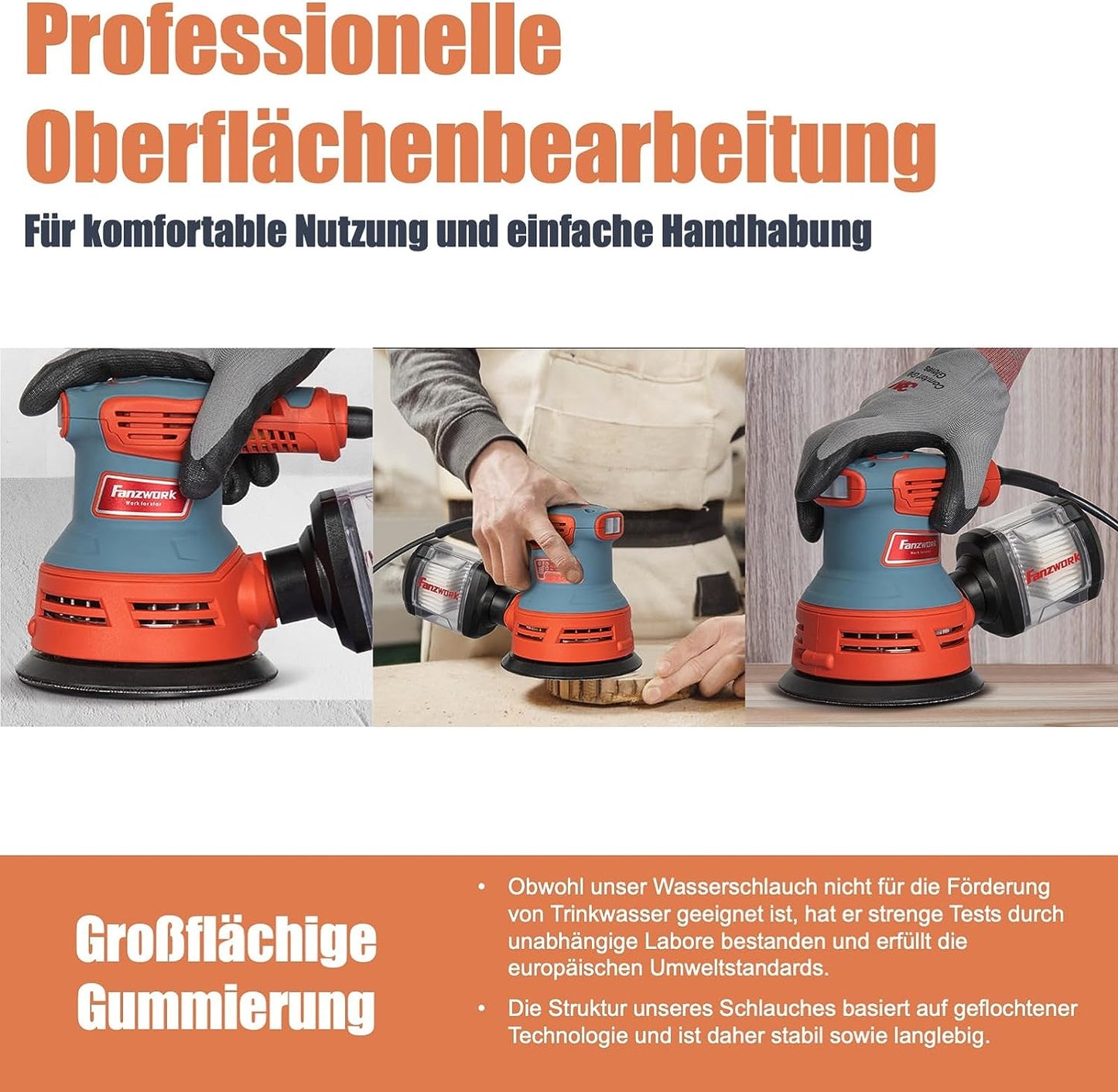 Gebraucht - FANZWORK  300W Exzenterschleifer mit Staubfangbehälter staubgeschütztem Schalter - Fanztool