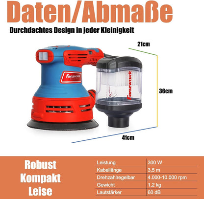 Gebraucht - FANZWORK  300W Exzenterschleifer mit Staubfangbehälter staubgeschütztem Schalter - Fanztool