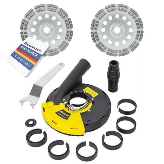Neuwertig - #5 FANZTOOL Winkelschleifer Absaughaube 150/180 mm + 2 x Diamantschleiftopf