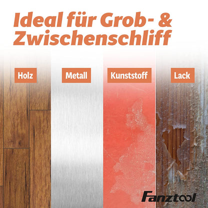 FANZWORK Schleifgitter -Set (enthält 9 Schleifpapier mit Ø150mm & 9 Schleifpapier Ø125mm, Körnungen 80#, 120# und 240# je 3 Stück) - Fanztool