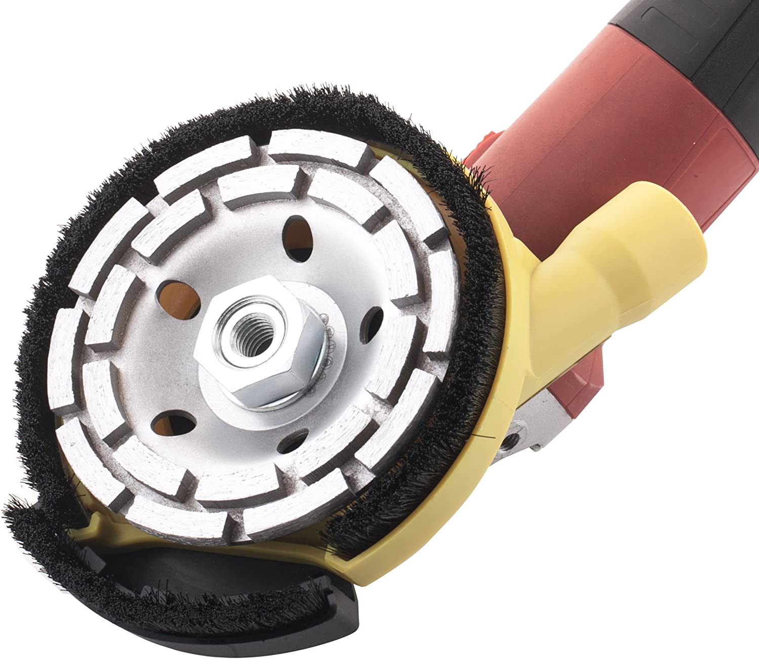 Neuwertig - FANZTOOL Diamantschleiftopf 2 * 125 mm mit universal Absaughaube Staubsaugung für Winkelschleifer Betonschleifer - Fanztool