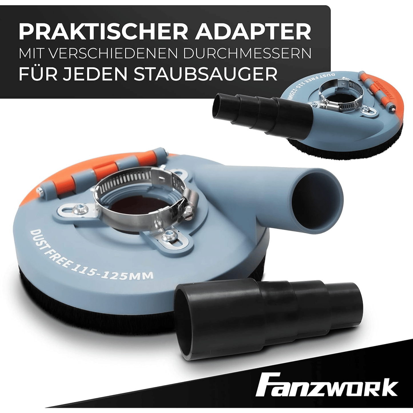 FANZWORK Absaughaube für Winkelschleifer inkl. 125 mm Diamantschleiftopf PROFI QUALITÄT #7 - Fanztool