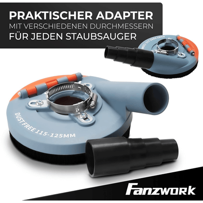 FANZWORK Absaughaube für Winkelschleifer inkl. 125 mm Diamantschleiftopf PROFI QUALITÄT #7 - Fanztool