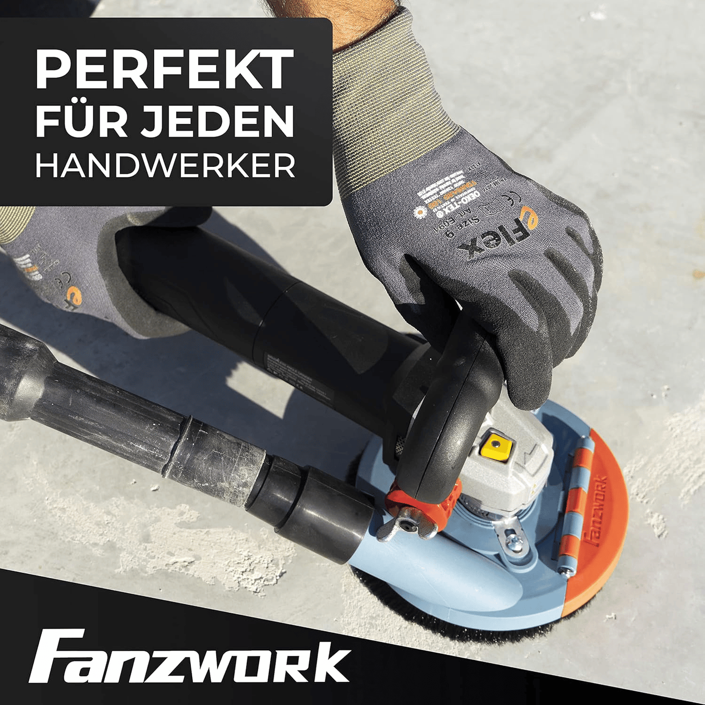 FANZWORK Absaughaube für Winkelschleifer inkl. 125 mm Diamantschleiftopf PROFI QUALITÄT #7 - Fanztool