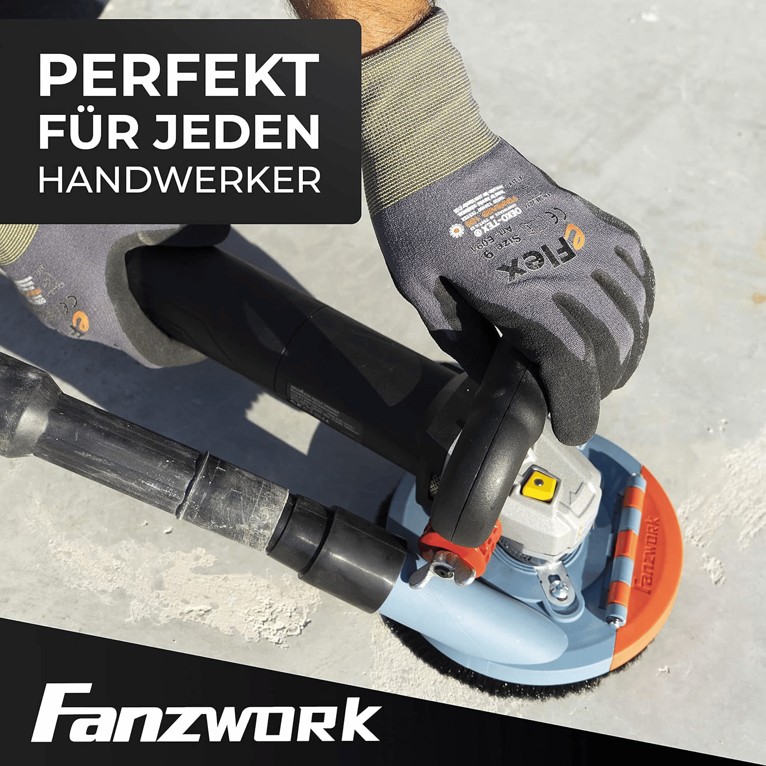 FANZWORK Absaughaube für Winkelschleifer inkl. 2x125 mm Diamantschleiftopf PROFI QUALITÄT #8 - Fanztool