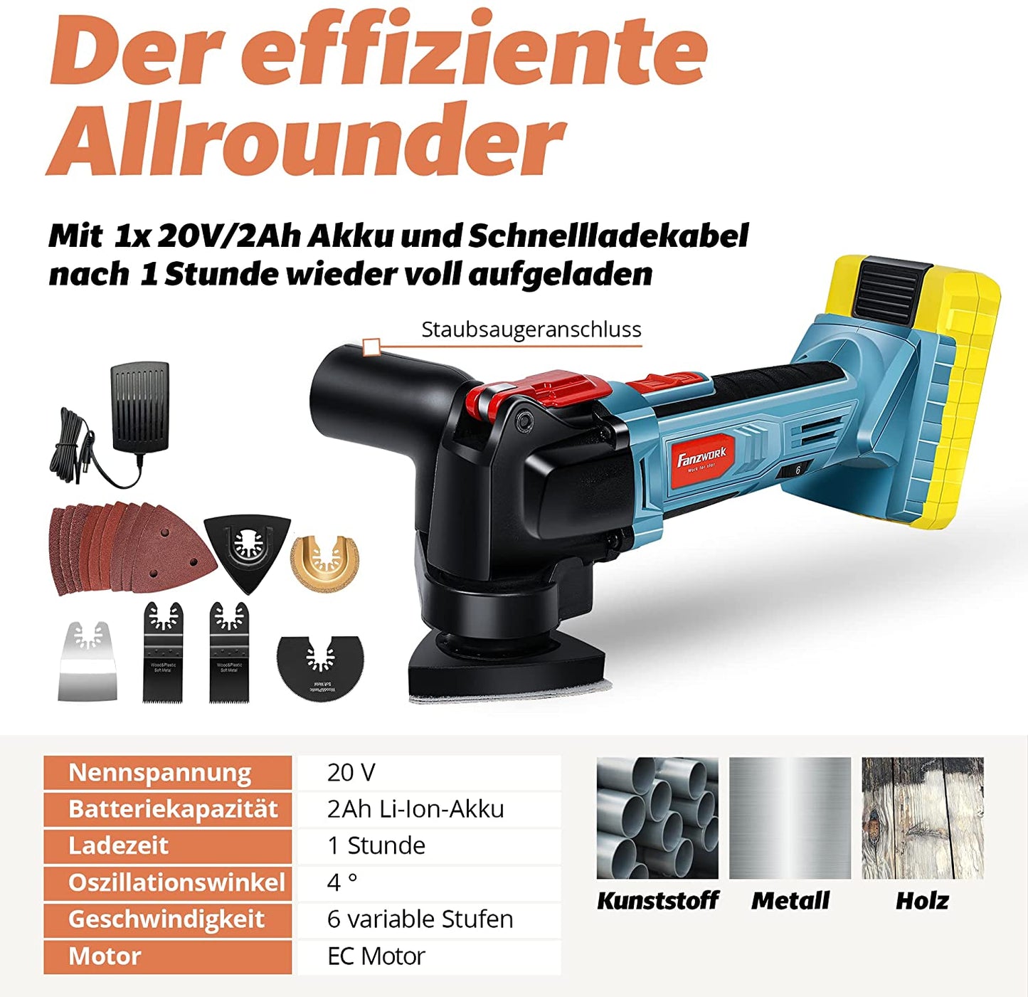 Gebraucht - FANZTOOL Akku Multifunktionswerkzeug, 20V EC Motor - Fanztool