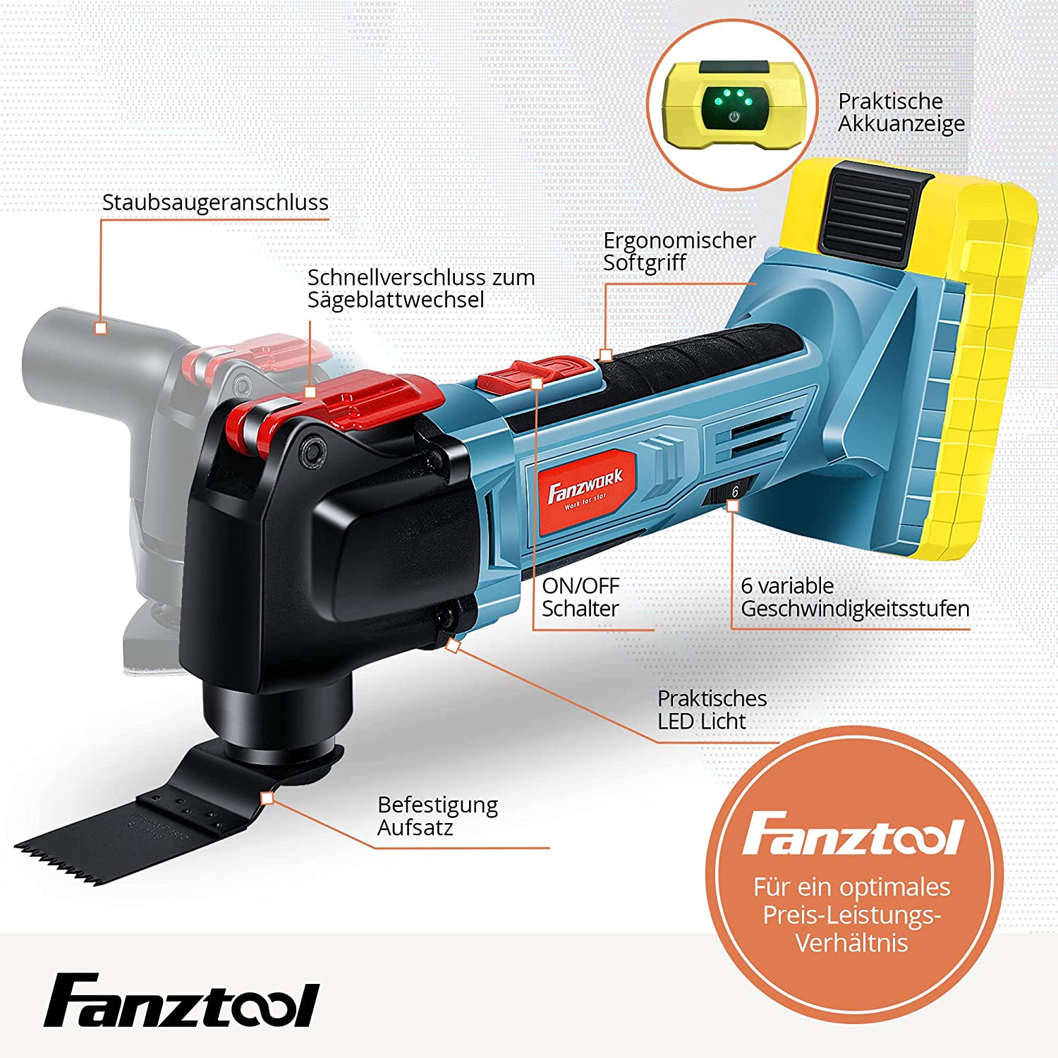 Gebraucht - FANZTOOL Akku Multifunktionswerkzeug, 20V EC Motor - Fanztool
