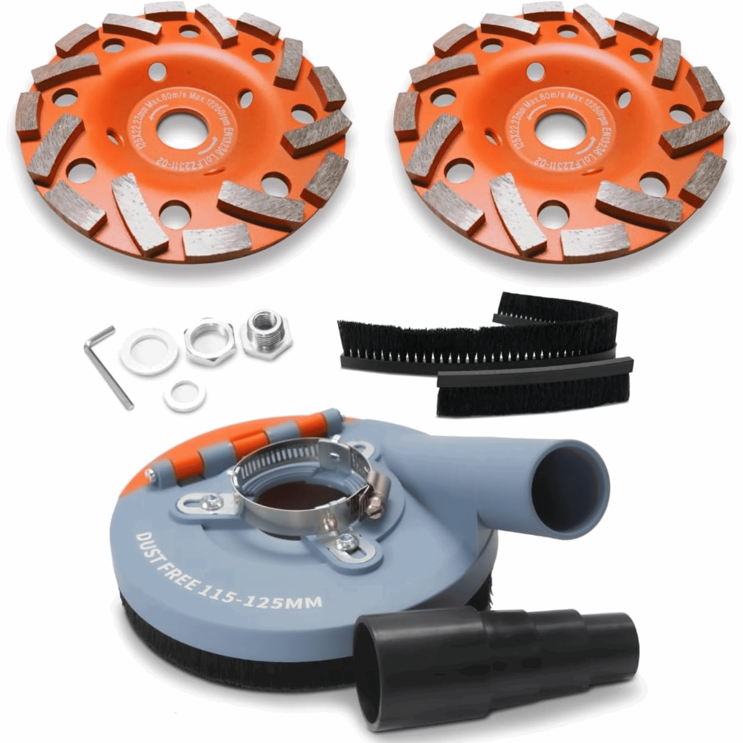 Neuwertig - FANZTOOL Absaughaube für Winkelschleifer inkl. 2 x 125mm + Diamantschleiftopf Premium