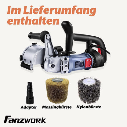 As good as new - 25N FANZWORK V2 1500 Watt satin finishing machine with vacuum connection, speed control, nylon &amp; brass brush