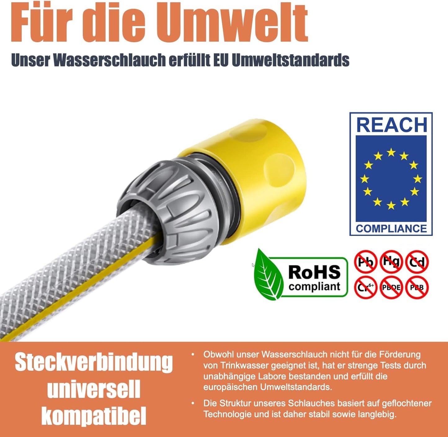 Schlauchtrommel 35m+2m 1/2" mit Wandhalterung Inkl. 8-Funktionen-Multi-Handbrause | Automatik Einrollen | 180° Schwenkbar | Gartenschlauch RoHS geprüft - Fanztool