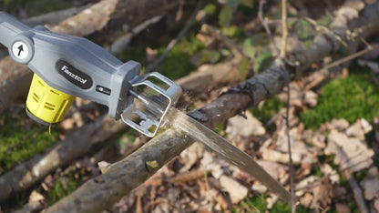 Neuwertig - FANZTOOL Blade-Tec Teleskop Akku Hochentaster säbelsäge Handsäge mit 210mm langem Hochleistungs-Sägeblatt, bis 4,7m Reichweite, 2,5 KG SUPER LEICHT DESIGN (mit 20V akku)