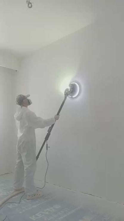 FANZWORK Trockenbauschleifer mit Bürstenlosem EC-Motor 900W, ULTRA-Leicht, 225mm Schleifgiraffe, bis 2300 U/min, Länge bis 1,9m, inkl. LED, 3,8m Kabel, Schleifscheiben, Sauger-Adapter, Tragkoffer