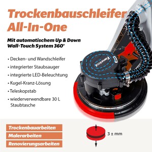 Neuwertig - FANZWORK 800 Watt Trockenbauschleifer mit...