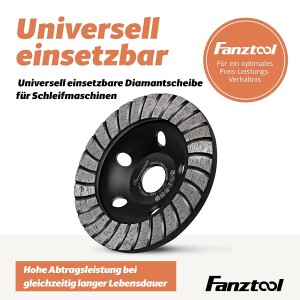 FANZTOOL Premium Diamant-Schleiftopf 180 mm x 22,2 mm...