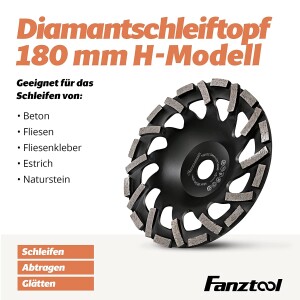 FANZTOOL Premium Diamant-Schleiftopf Abrasiv 180 mm x...