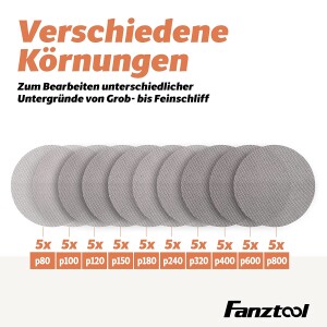 50 Stück Schleifgitter Scheibe 150mm klett für Exzenterschleifer Schleifblätter